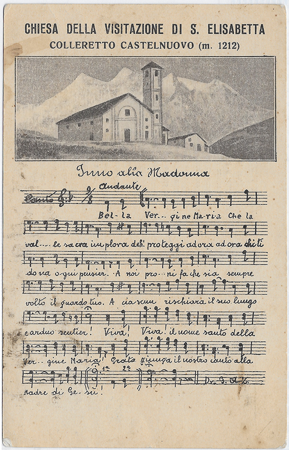 Cartolina 23.7.1923 - Inno alla Madonna